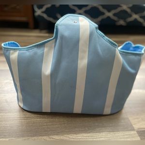 Blue and white tote